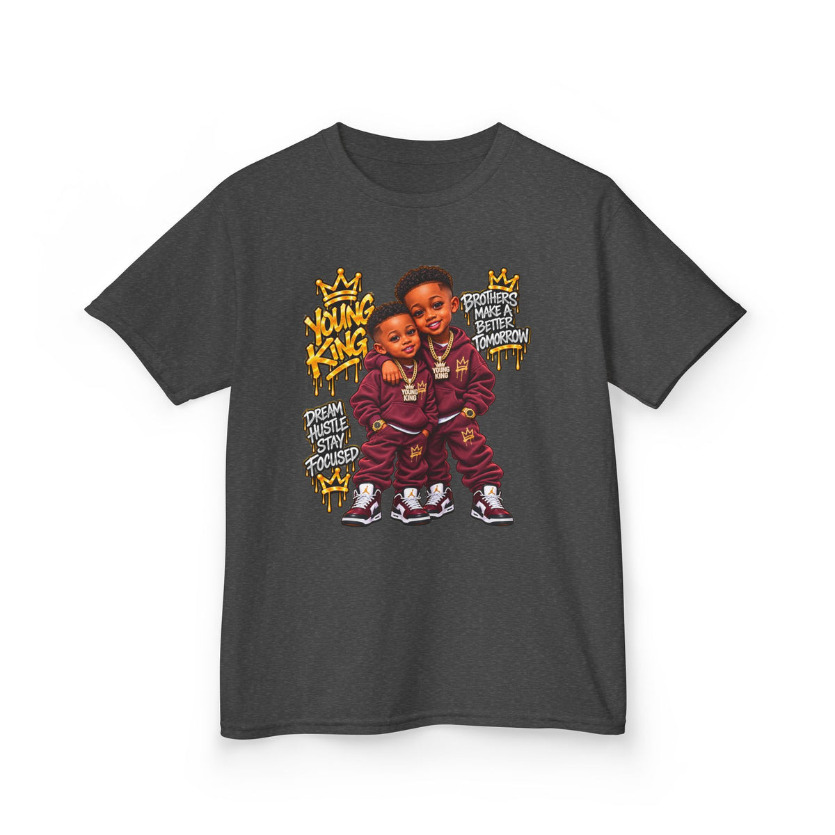 Kids Tee — 'Young Kings' Cartoon Sibling Streetwear Graphic Shirt