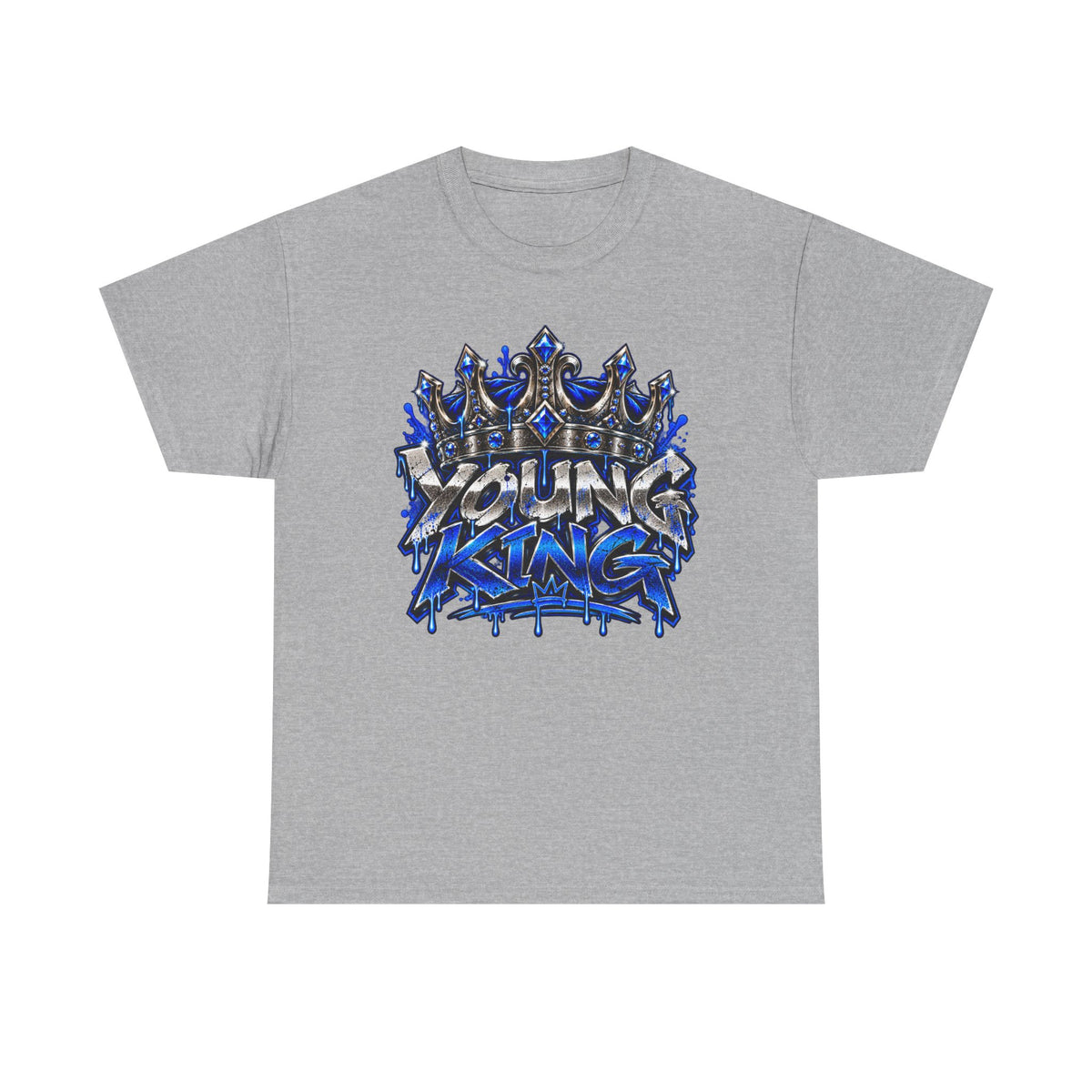 Young King Graphic Tee — Blue Crown Streetwear T‑Shirt