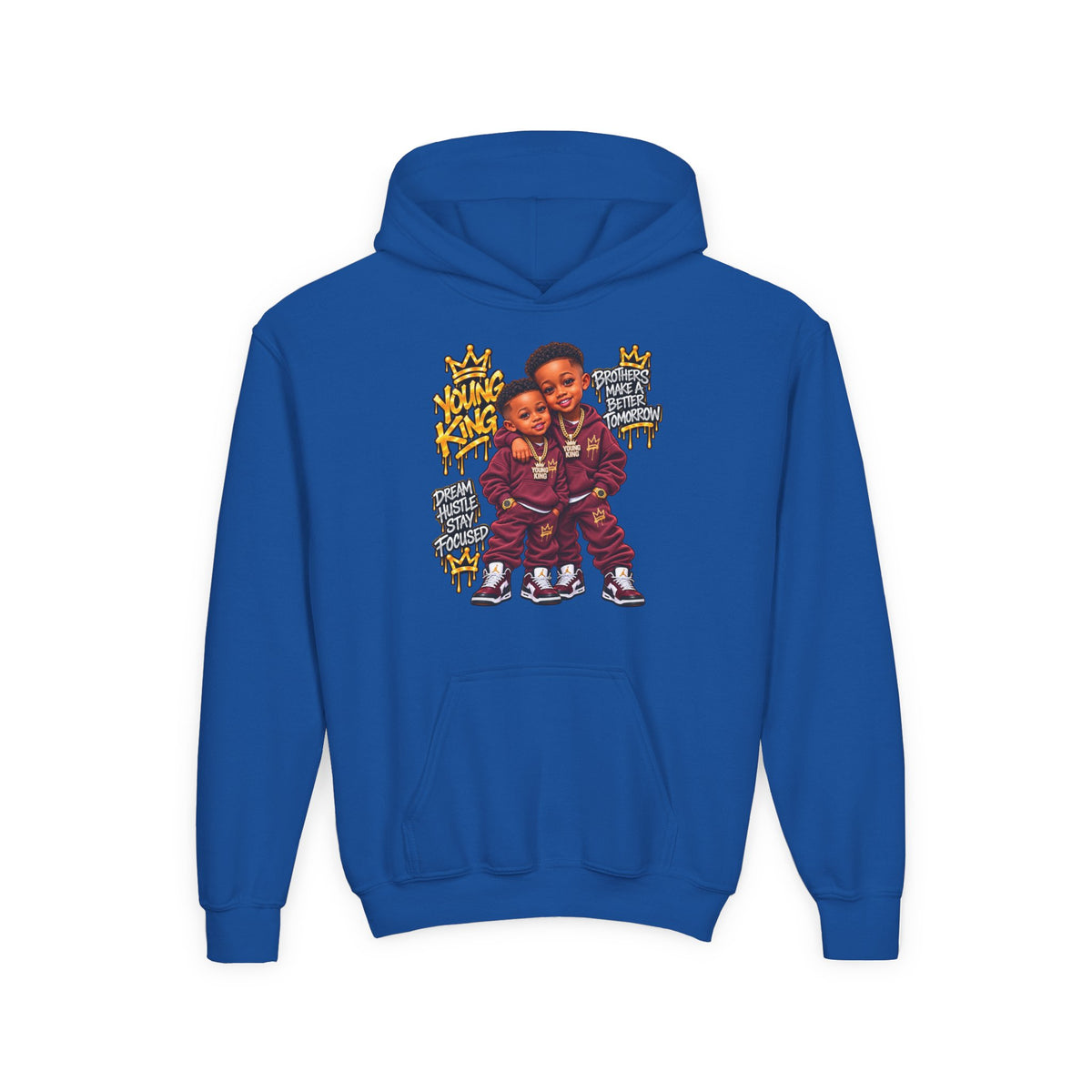 Kids' Hoodie - 'Young King & Queen' Matching Sibling Graphic Hoodie