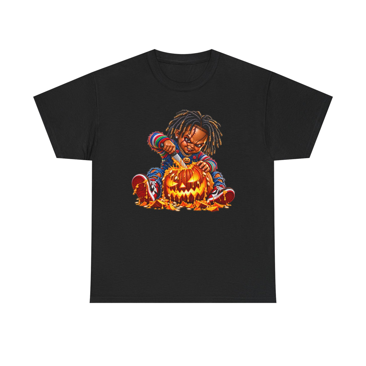 Halloween Pumpkin Carving Dreadlocks Skeleton T-Shirt