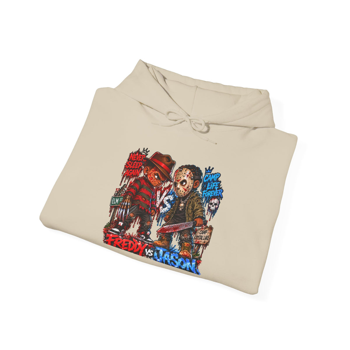 Freddy vs Jason Horror Movie Hoodie – Retro Slasher Graphic Pullover