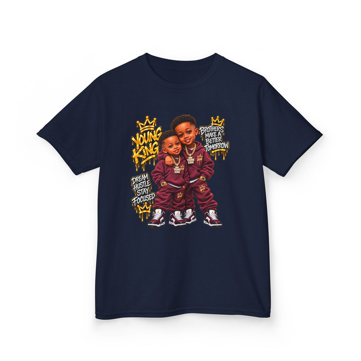 Kids Tee — 'Young Kings' Cartoon Sibling Streetwear Graphic Shirt