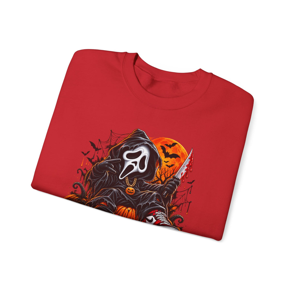 Halloween Ghost Face Pumpkin Crewneck Sweatshirt