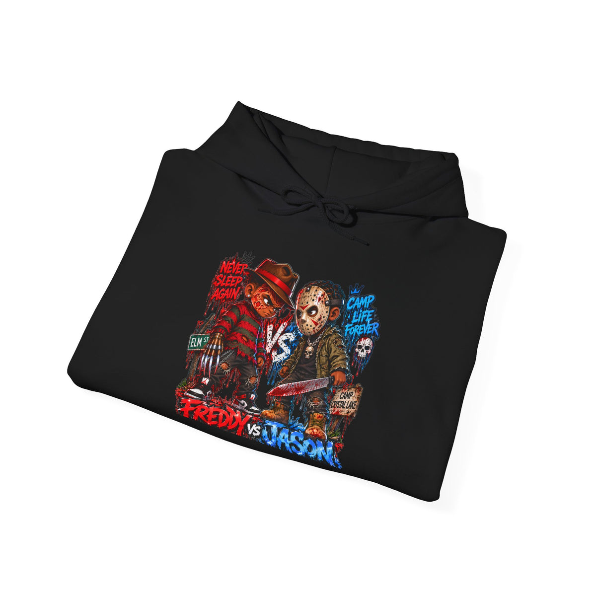 Freddy vs Jason Horror Movie Hoodie – Retro Slasher Graphic Pullover
