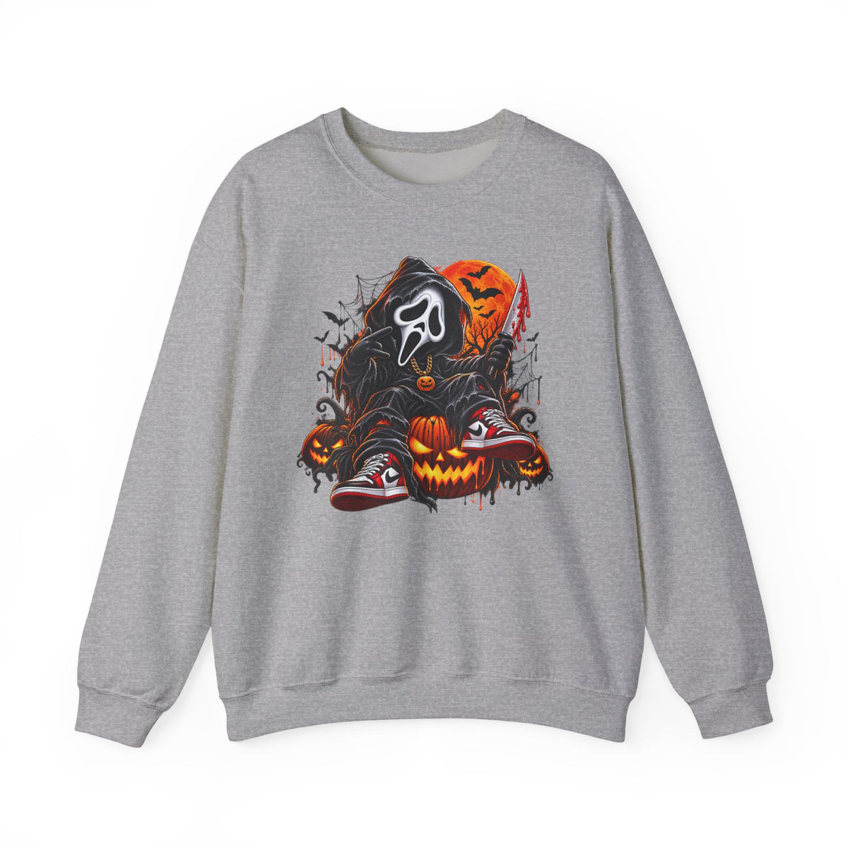 Halloween Ghost Face Pumpkin Crewneck Sweatshirt