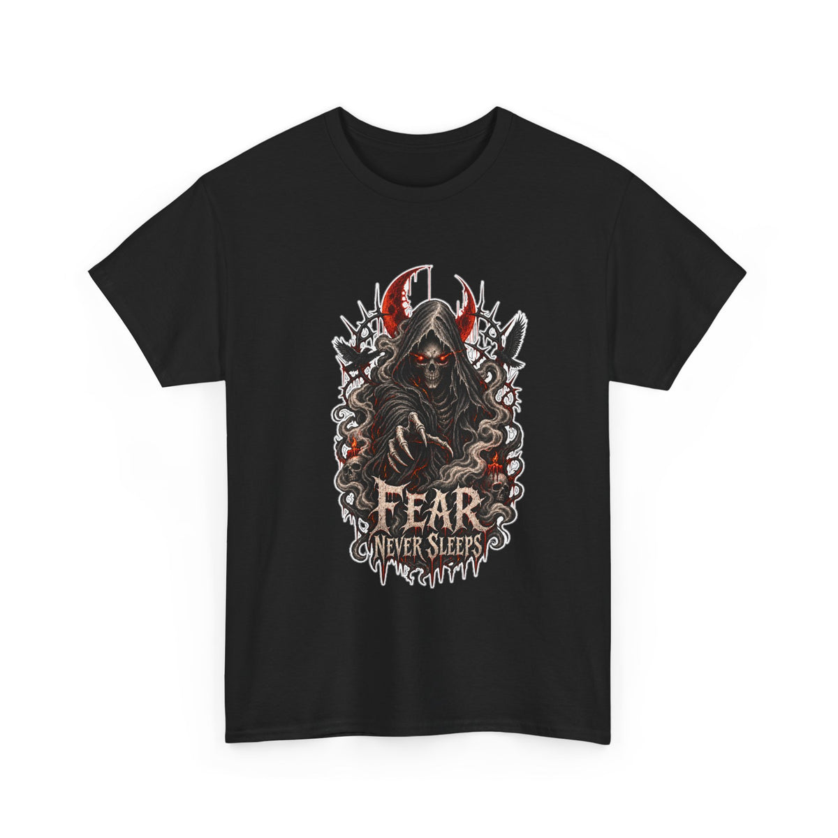 Fear Never Sleeps T-Shirt — Gothic Grim Reaper Graphic Tee