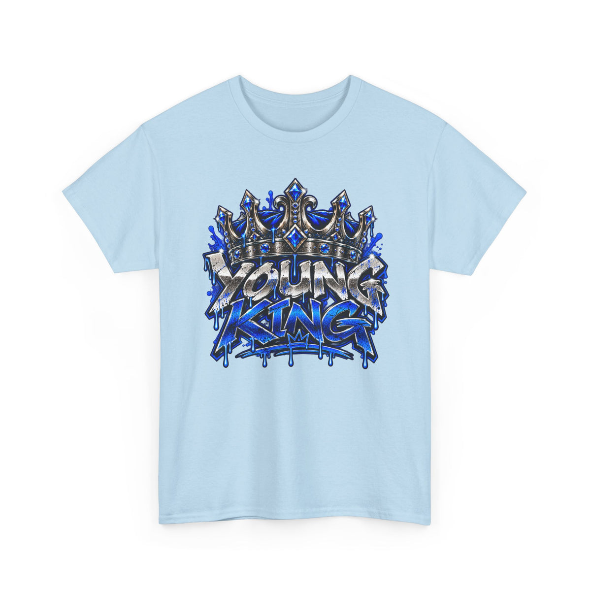 Young King Graphic Tee — Blue Crown Streetwear T‑Shirt