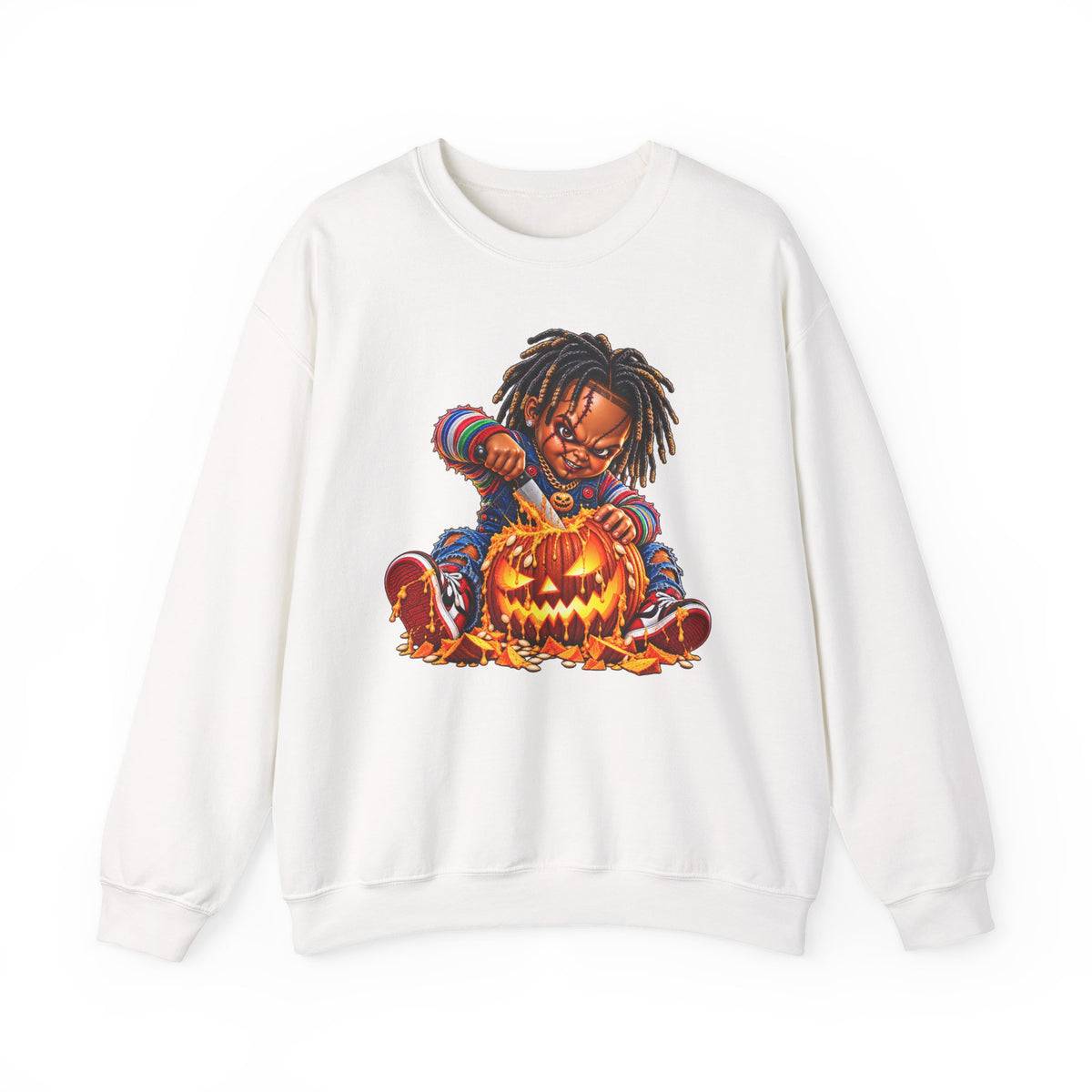 Halloween Dreadlocks Pumpkin Crewneck Sweatshirt