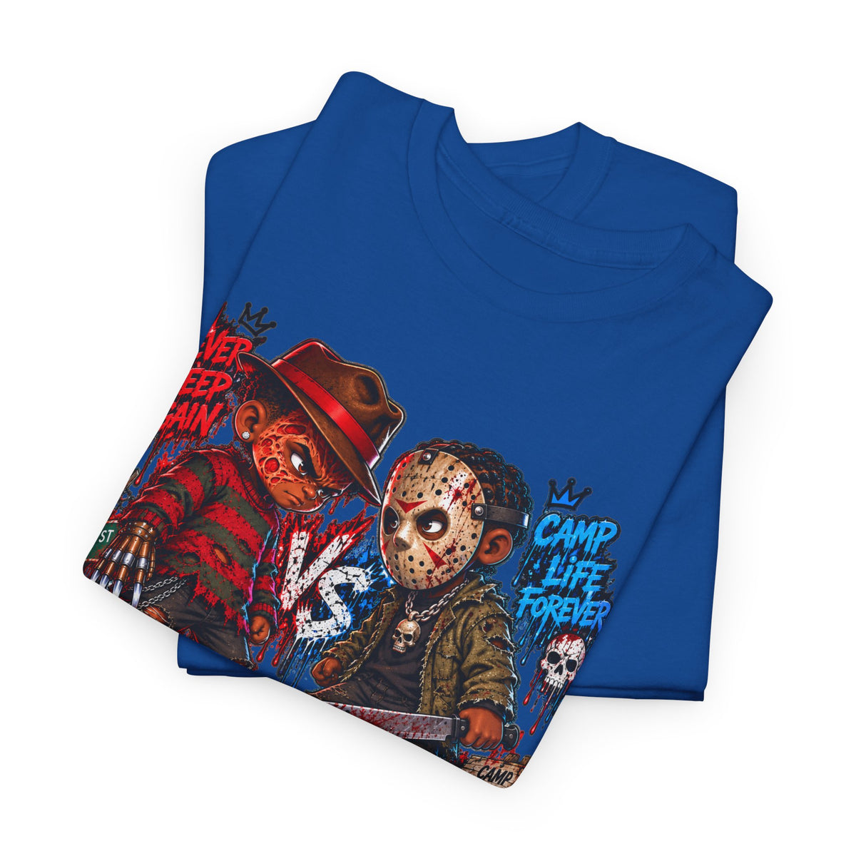 Horror Icons Tee — 'Freddy vs Jason' Cartoon Horror Graphic T-Shirt