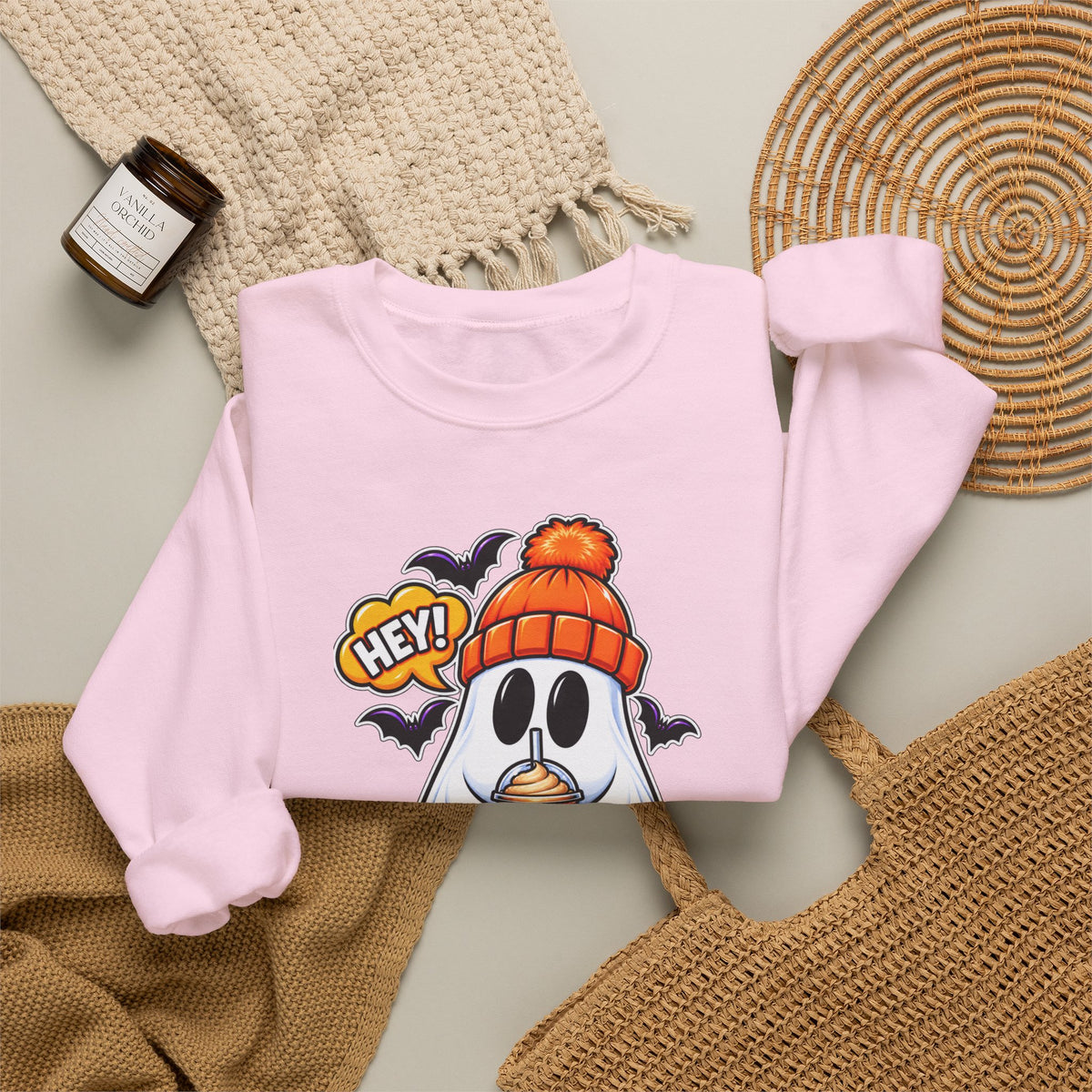 Hey Boo Ghost Halloween Crewneck Sweatshirt