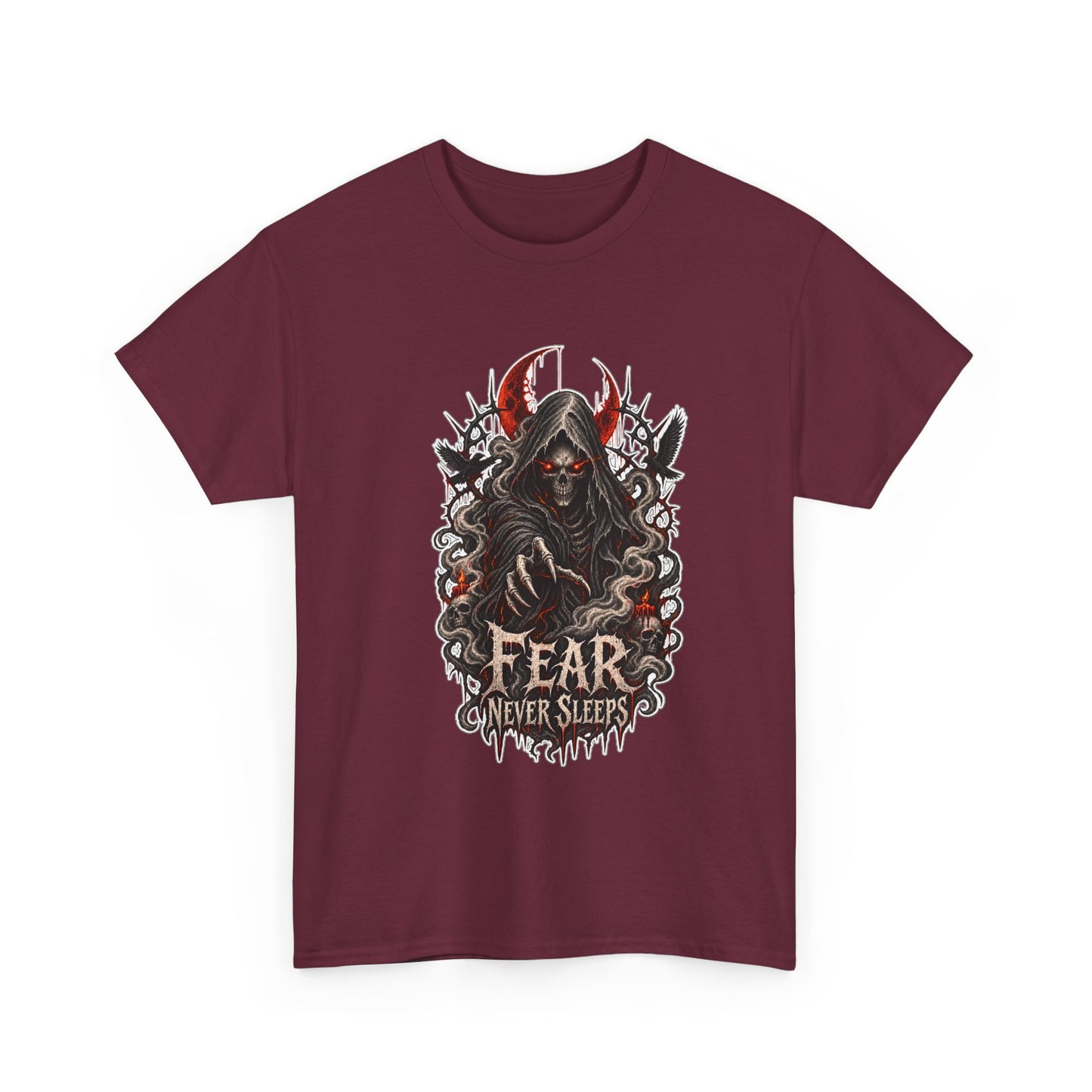 Fear Never Sleeps T-Shirt — Gothic Grim Reaper Graphic Tee