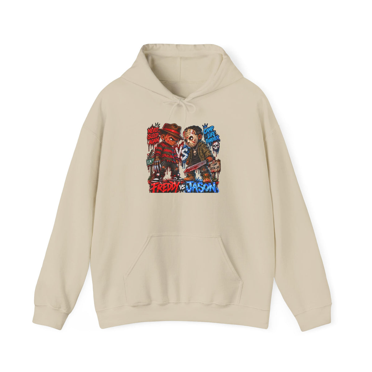 Freddy vs Jason Horror Movie Hoodie – Retro Slasher Graphic Pullover