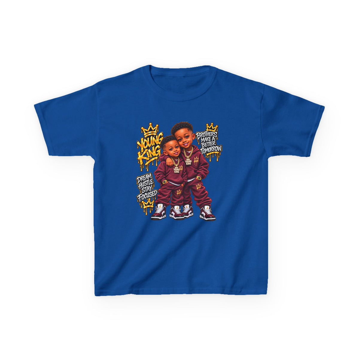 Kids Tee — 'Young Kings' Cartoon Sibling Streetwear Graphic Shirt