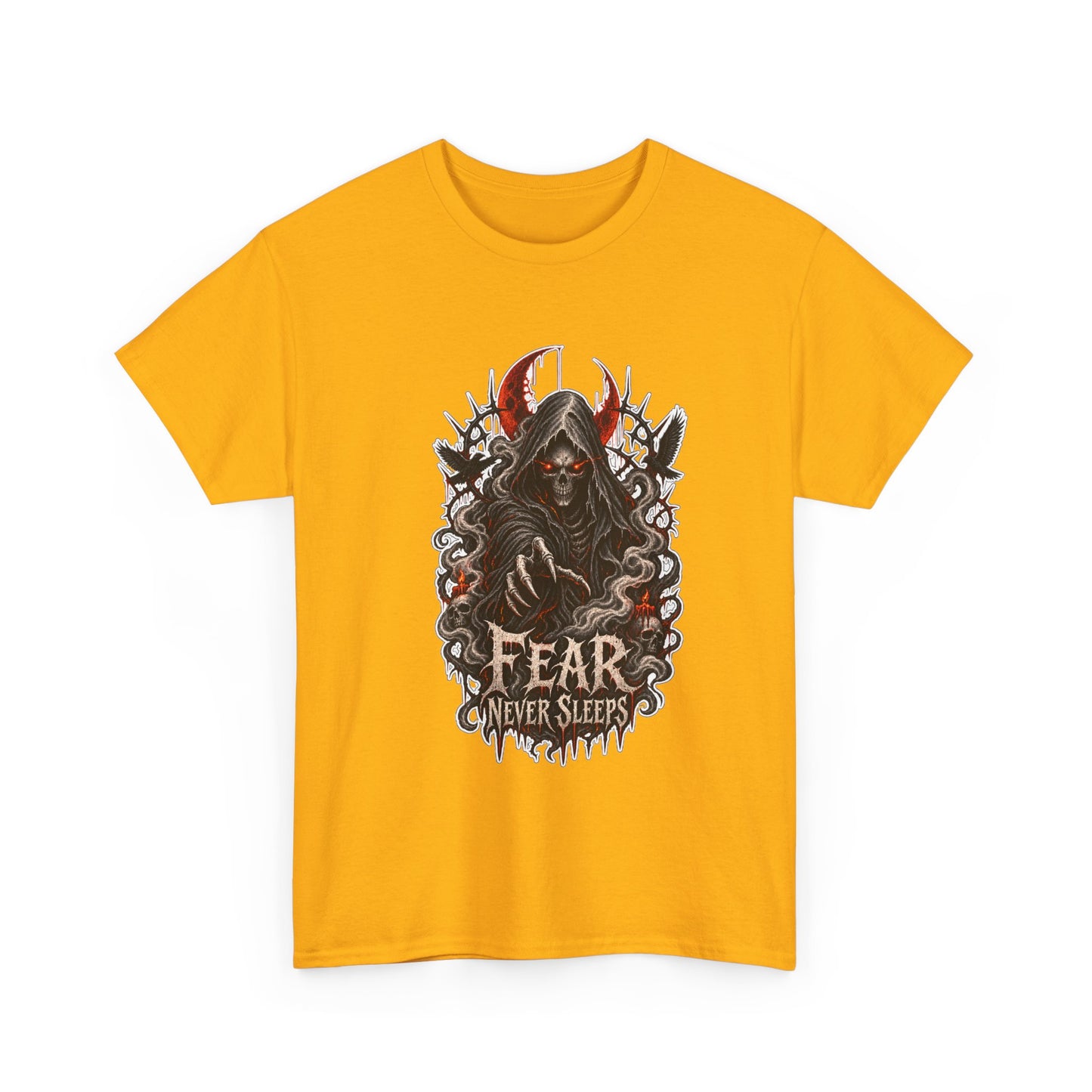Fear Never Sleeps T-Shirt — Gothic Grim Reaper Graphic Tee