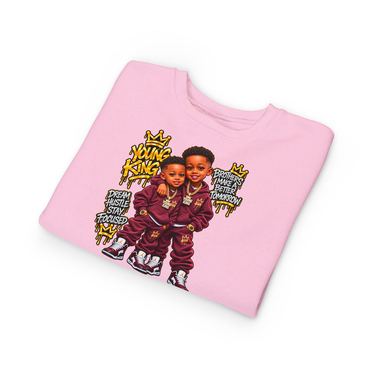 Toddler Sweatshirt - Young Kings Graphic Crewneck (Matching Sibling Outfit)