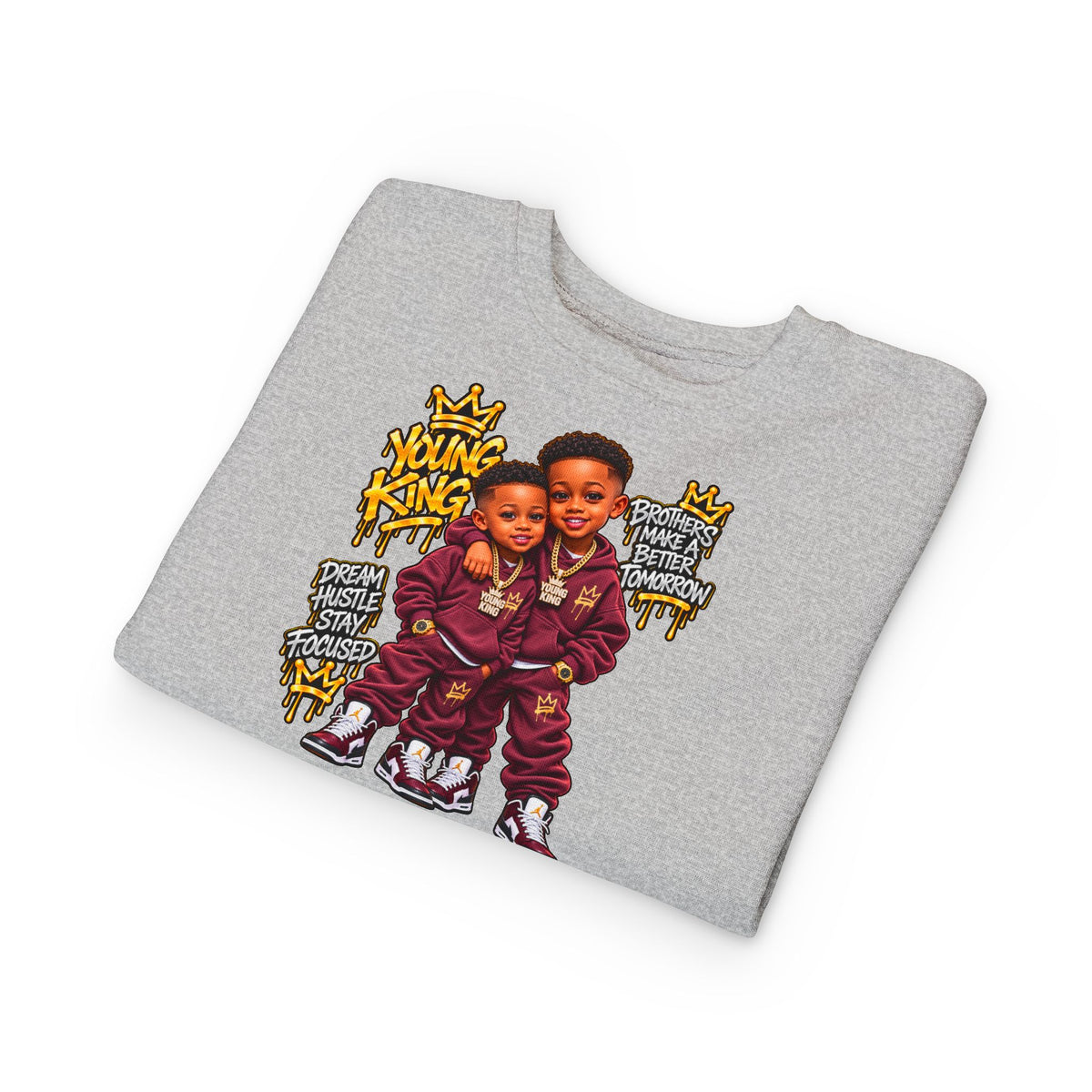 Toddler Sweatshirt - Young Kings Graphic Crewneck (Matching Sibling Outfit)