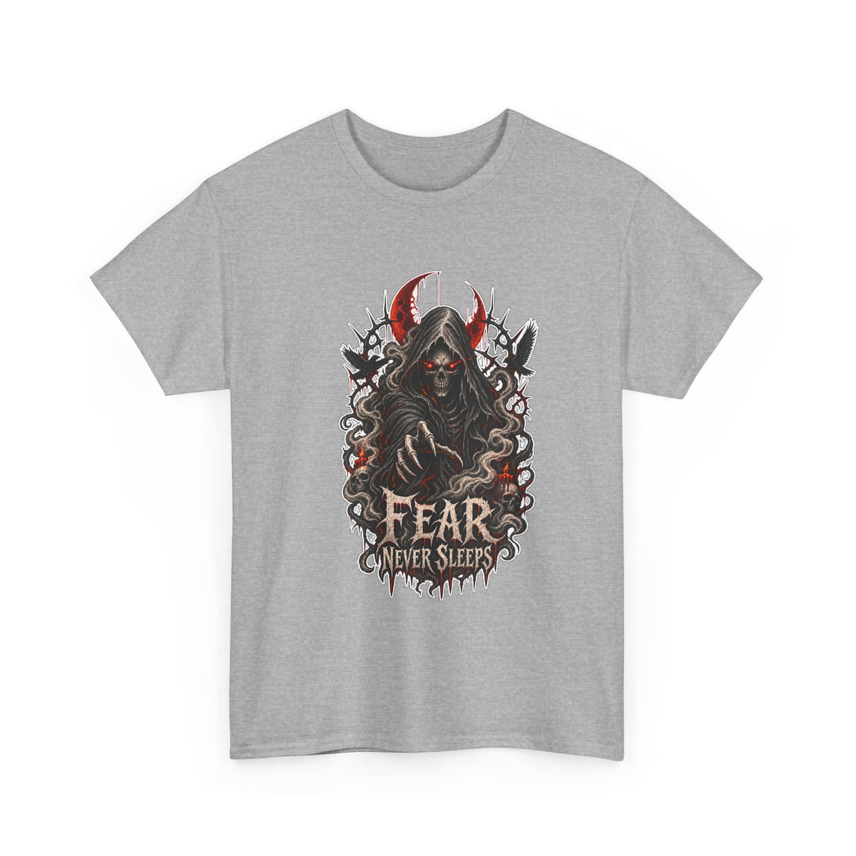 Fear Never Sleeps T-Shirt — Gothic Grim Reaper Graphic Tee