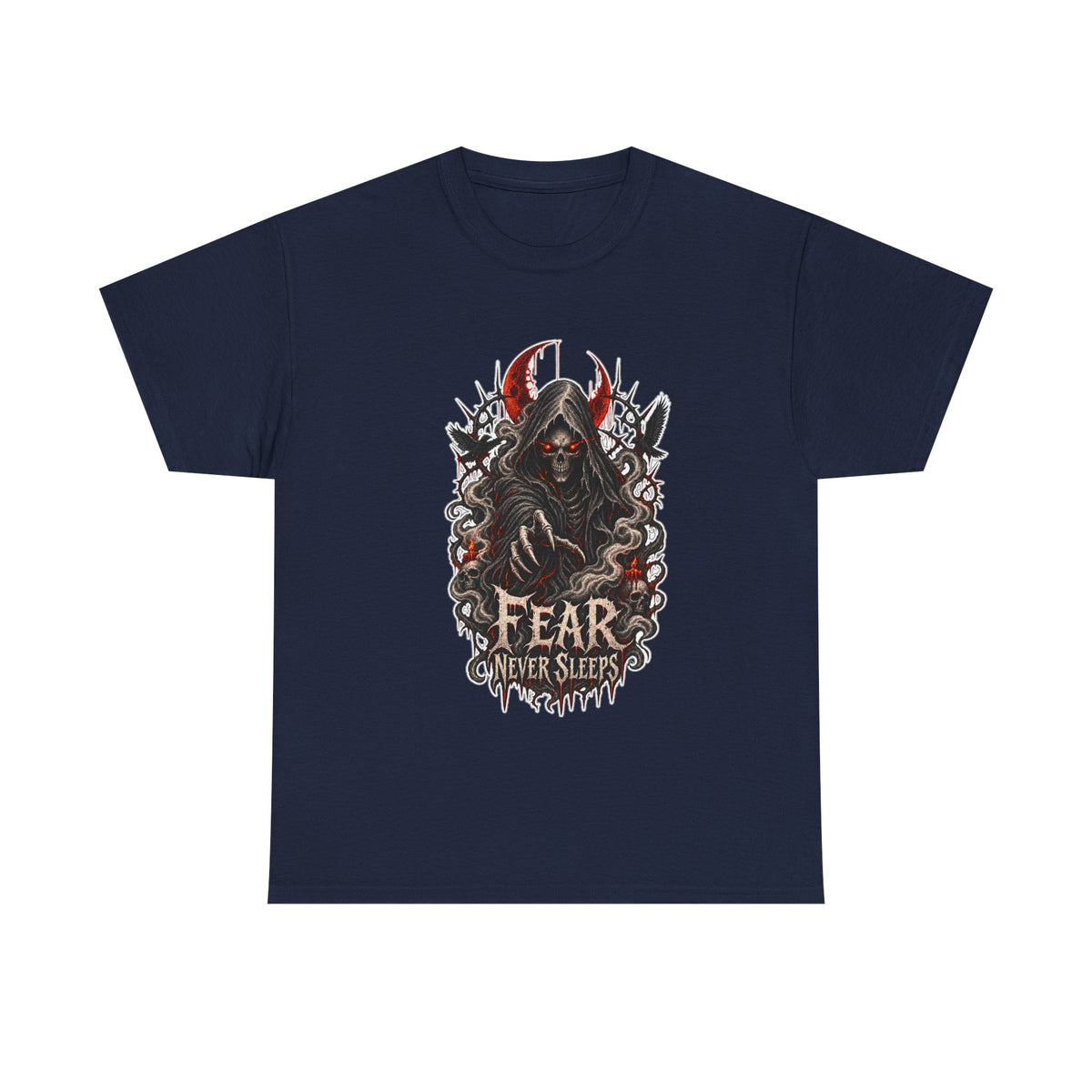 Fear Never Sleeps T-Shirt — Gothic Grim Reaper Graphic Tee