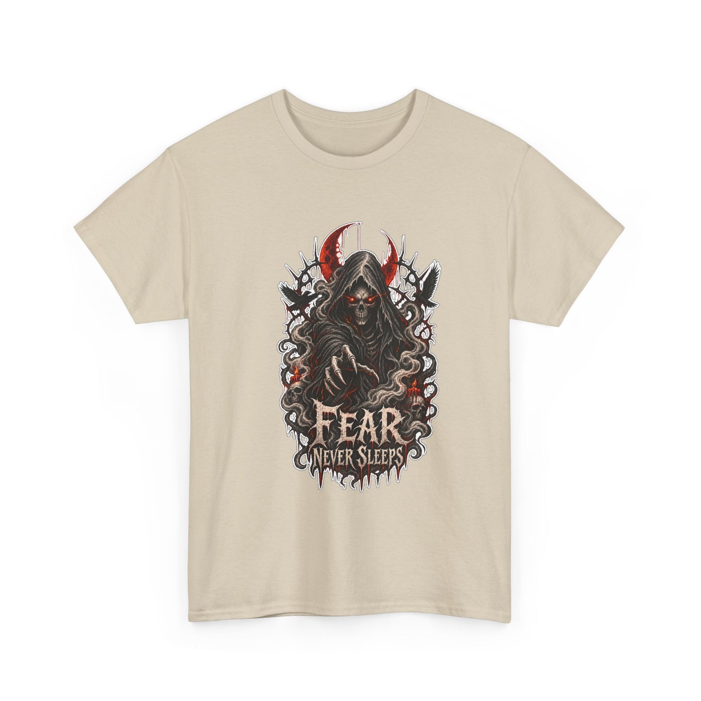 Fear Never Sleeps T-Shirt — Gothic Grim Reaper Graphic Tee