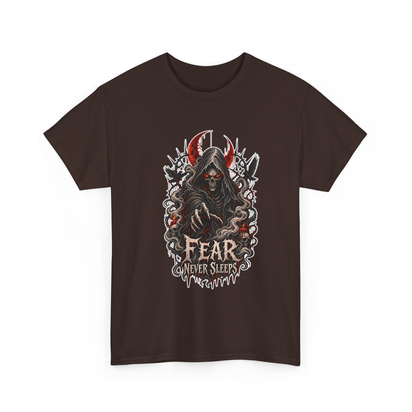 Fear Never Sleeps T-Shirt — Gothic Grim Reaper Graphic Tee