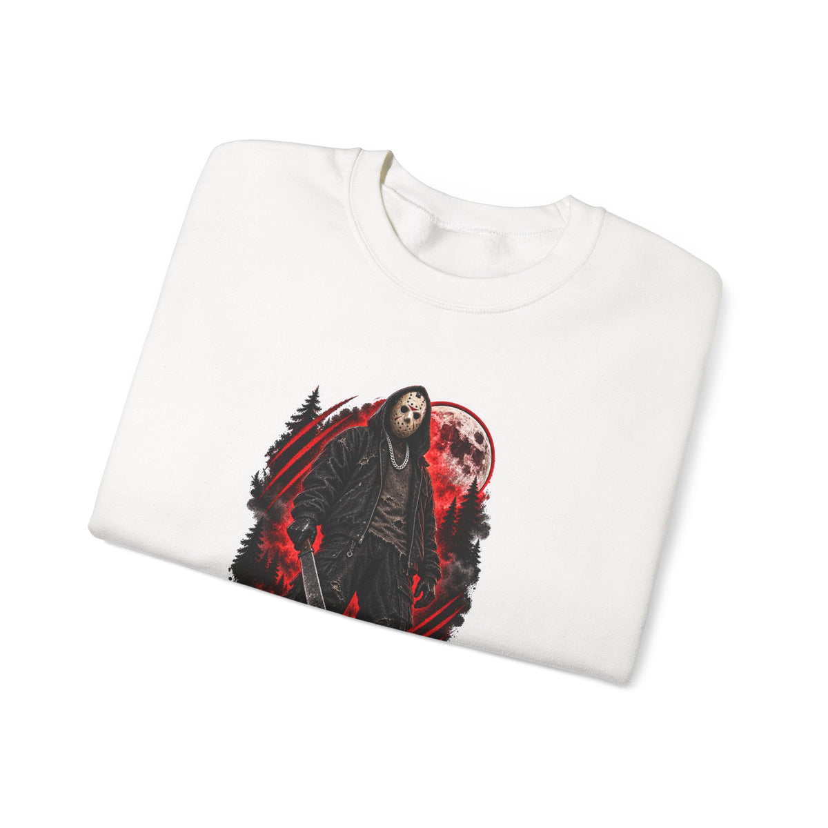 Horror Mask Graphic Sweatshirt — "Mask On Fear Up" Crewneck
