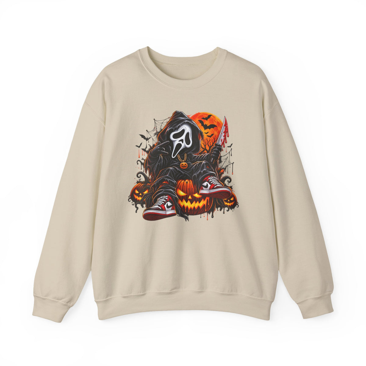 Halloween Ghost Face Pumpkin Crewneck Sweatshirt