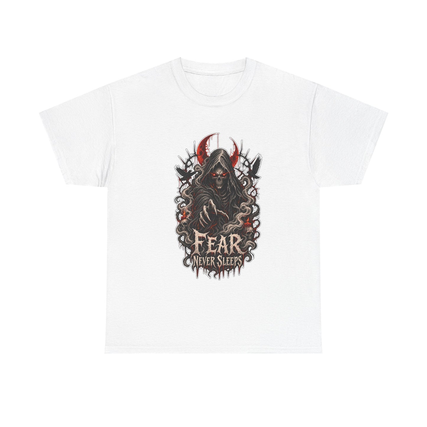 Fear Never Sleeps T-Shirt — Gothic Grim Reaper Graphic Tee