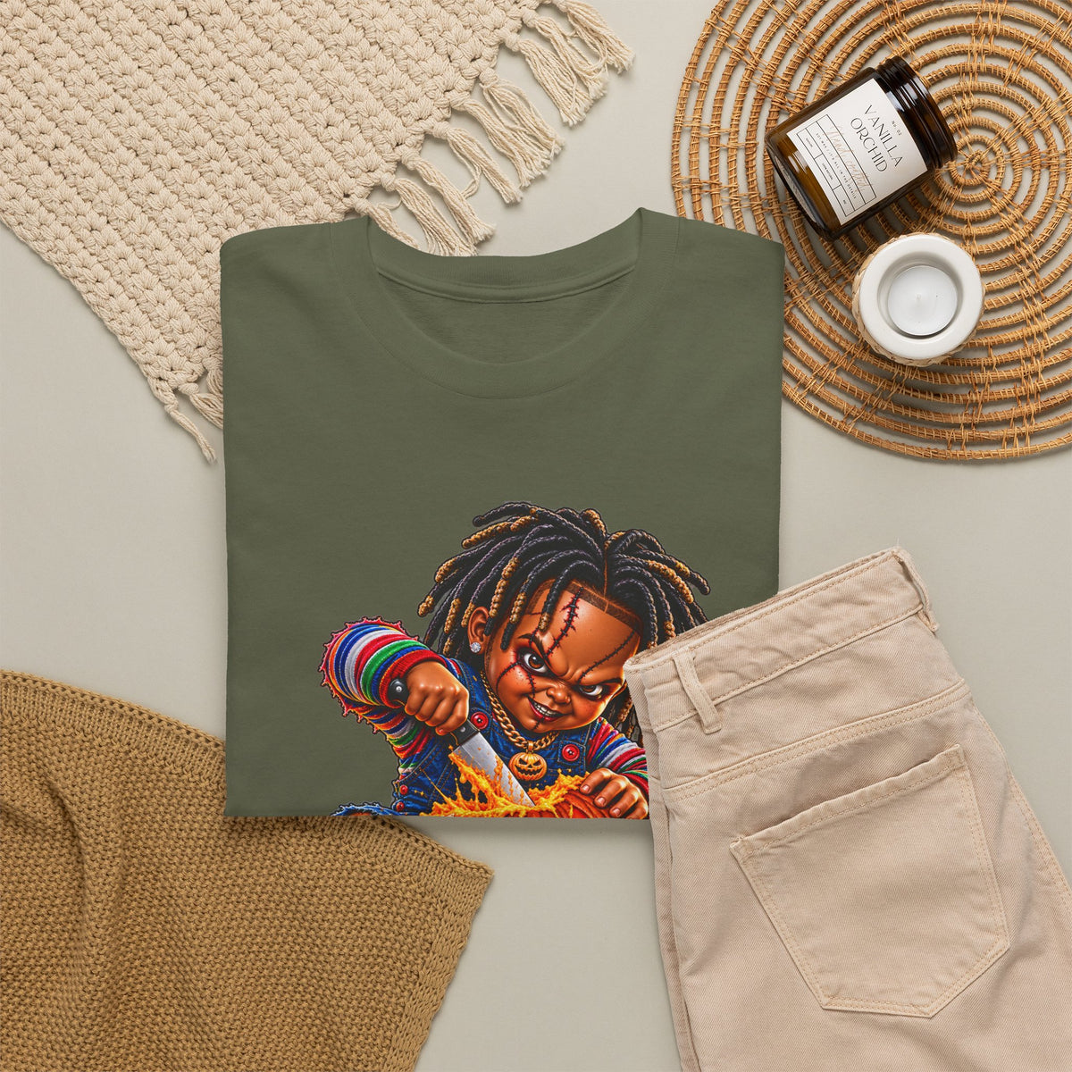 Halloween Pumpkin Carving Dreadlocks Skeleton T-Shirt