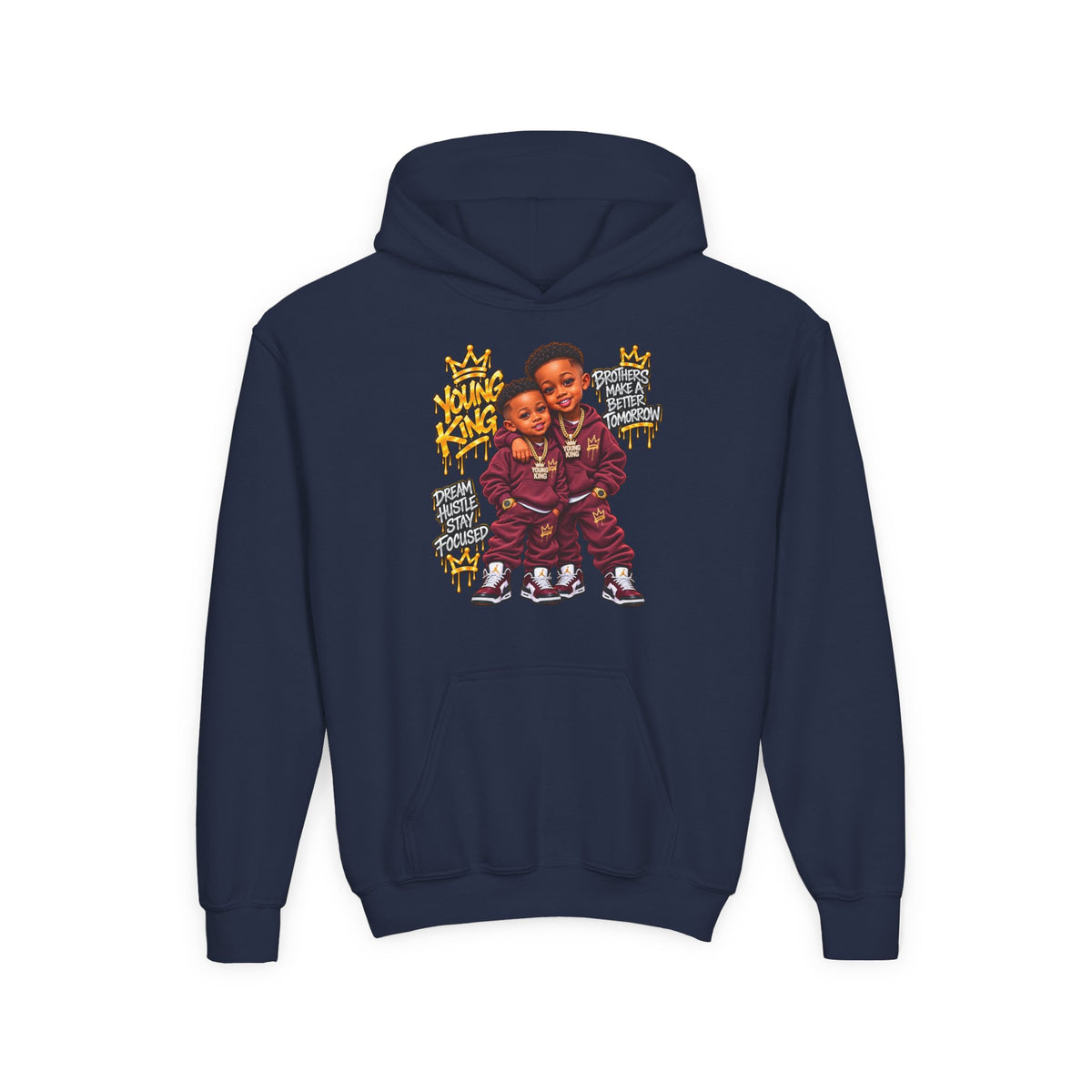 Kids' Hoodie - 'Young King & Queen' Matching Sibling Graphic Hoodie