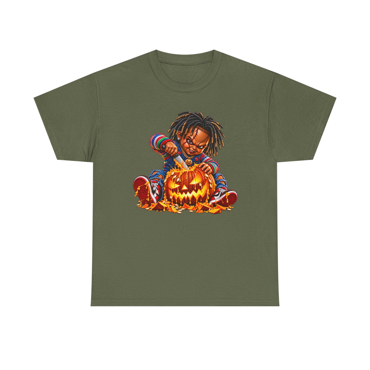 Halloween Pumpkin Carving Dreadlocks Skeleton T-Shirt
