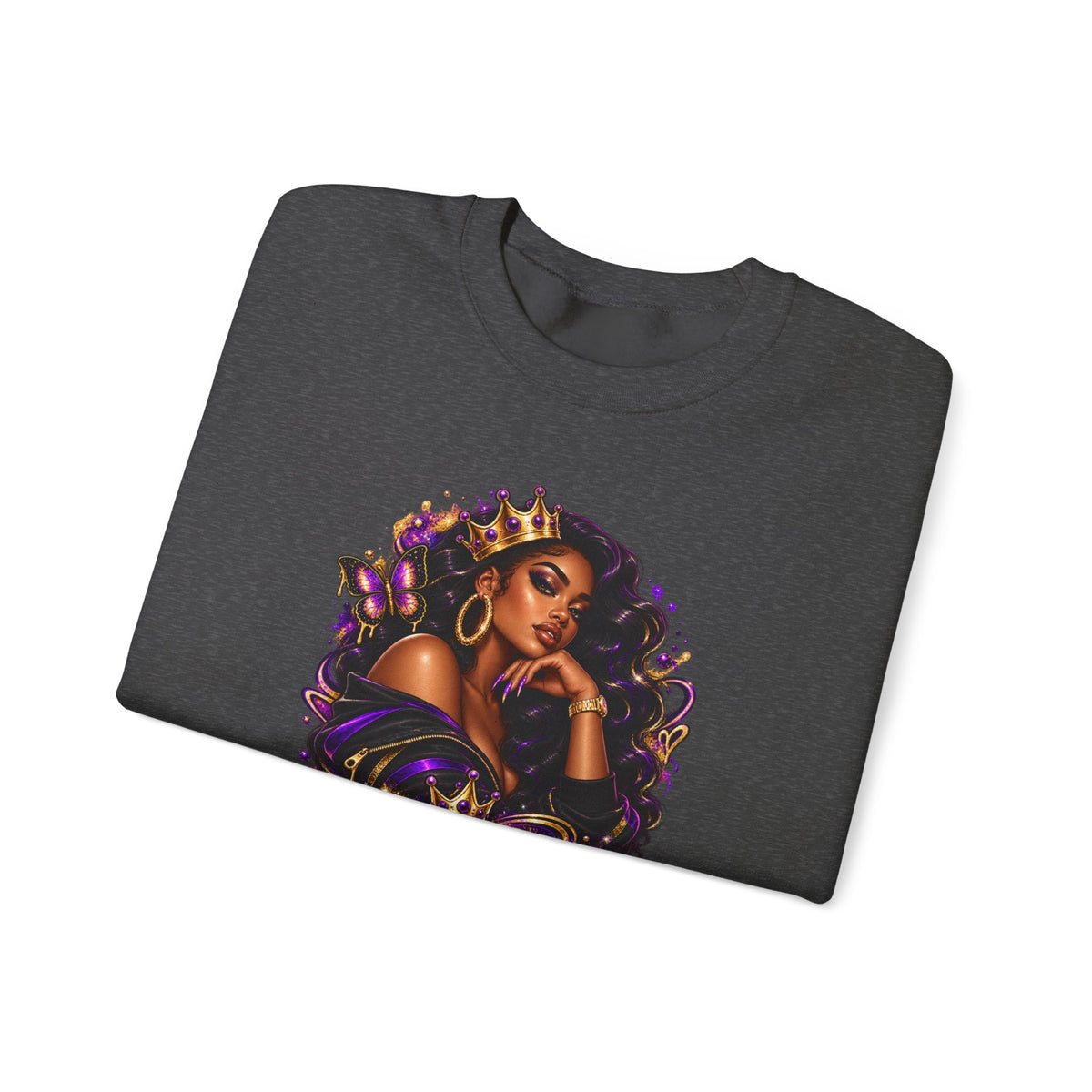 Built Different Crewneck Sweatshirt — Empowered Black Queen Graphic