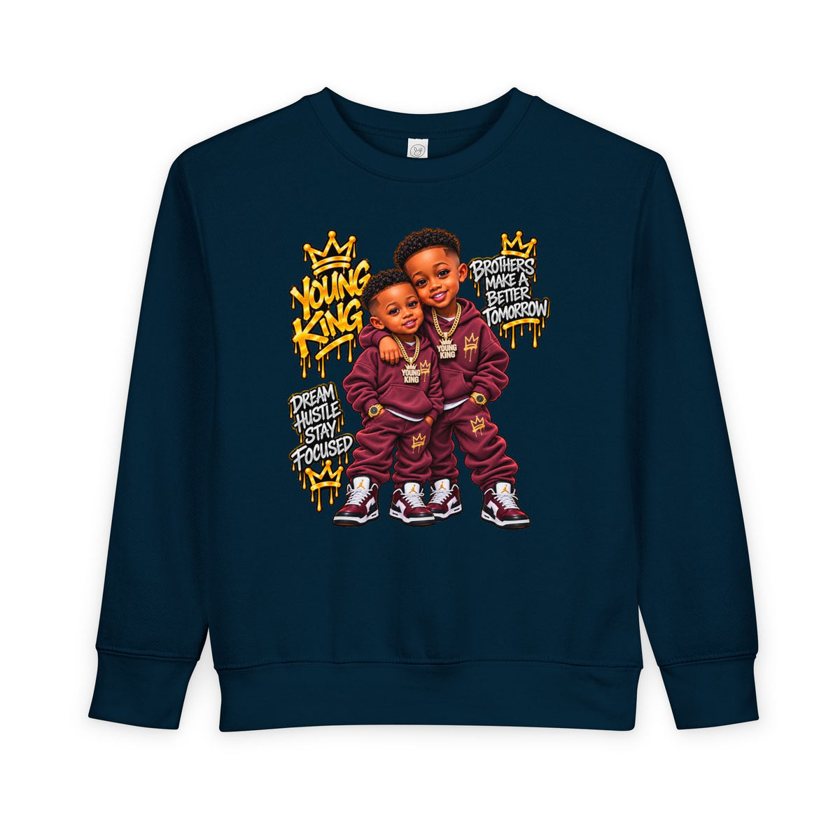 Toddler Sweatshirt - Young Kings Graphic Crewneck (Matching Sibling Outfit)