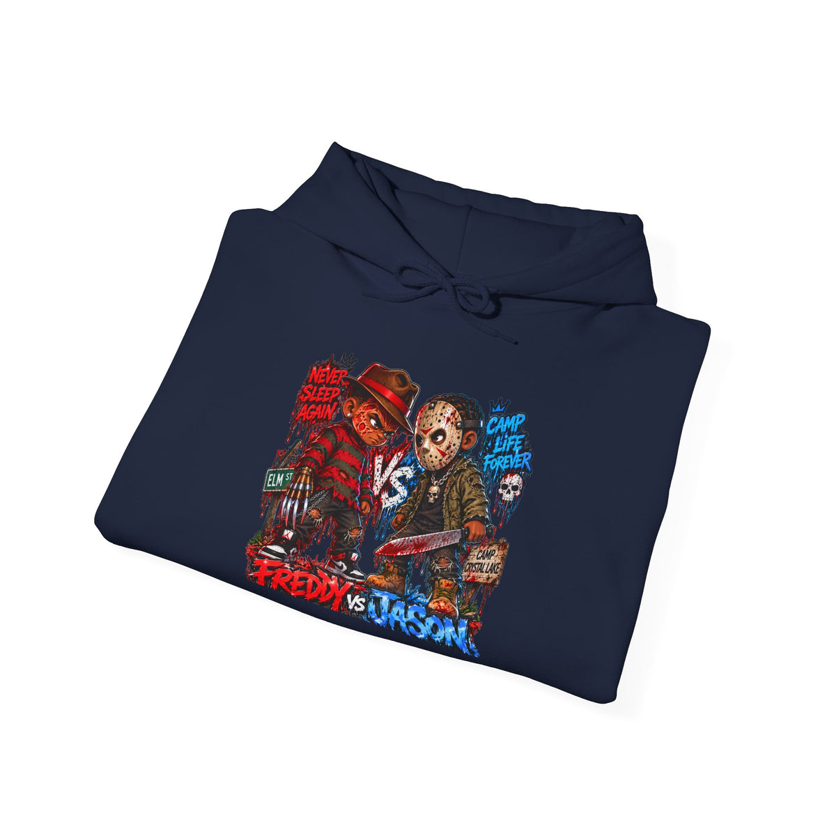 Freddy vs Jason Horror Movie Hoodie – Retro Slasher Graphic Pullover