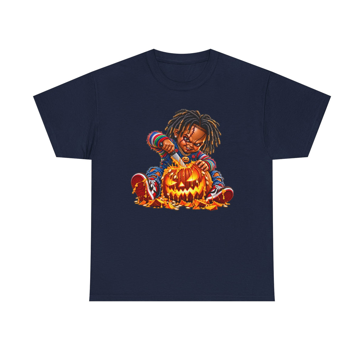 Halloween Pumpkin Carving Dreadlocks Skeleton T-Shirt