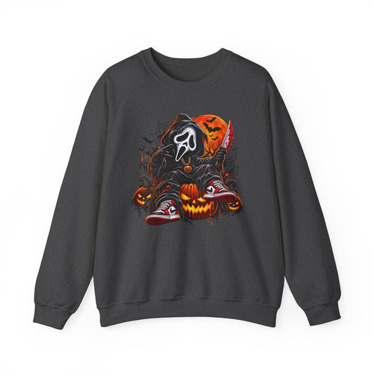 Halloween Ghost Face Pumpkin Crewneck Sweatshirt
