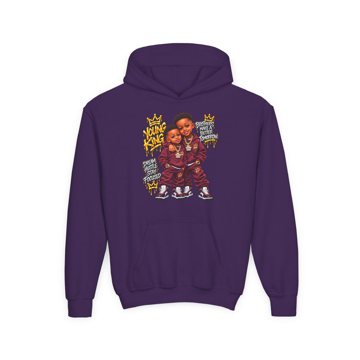 Kids' Hoodie - 'Young King & Queen' Matching Sibling Graphic Hoodie