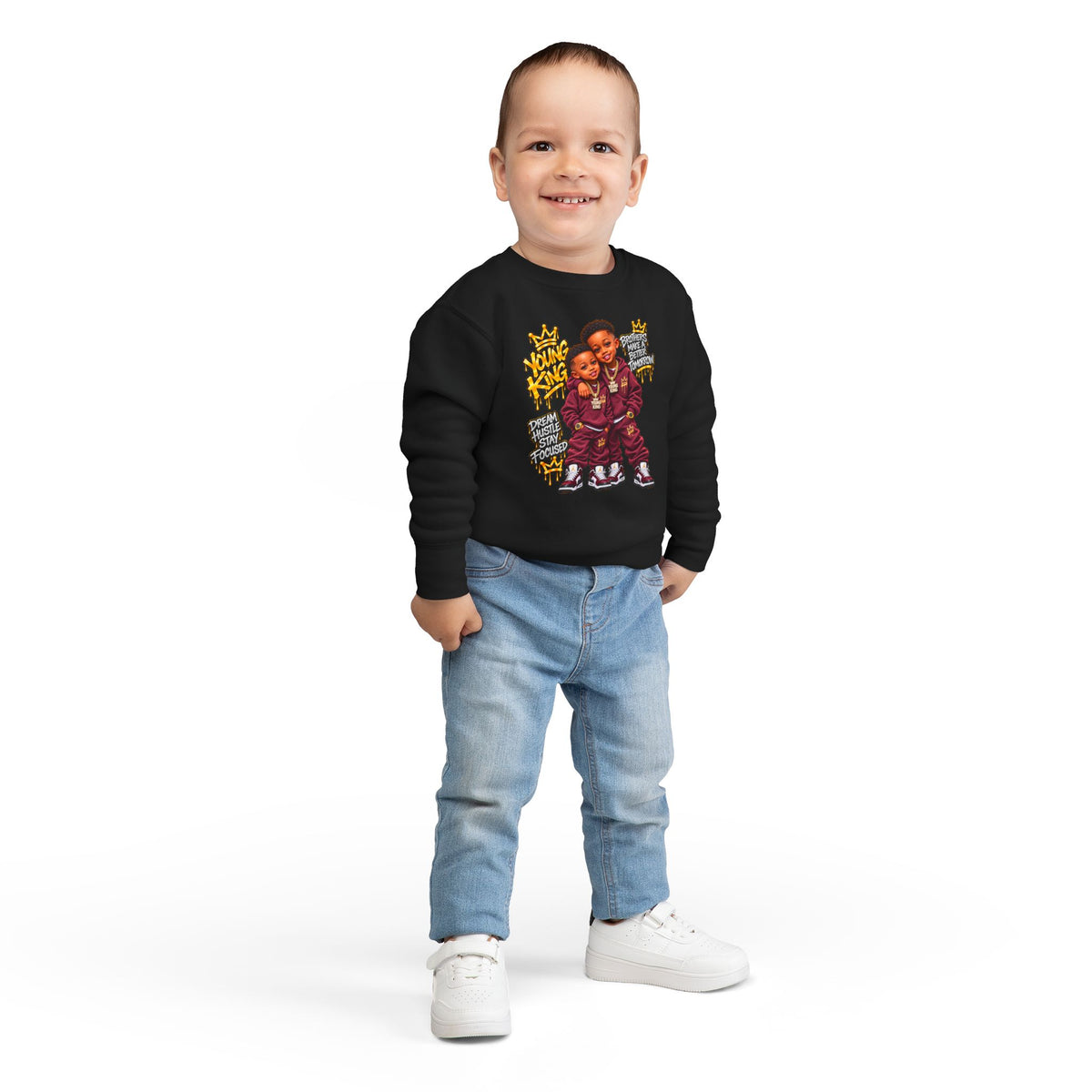 Toddler Sweatshirt - Young Kings Graphic Crewneck (Matching Sibling Outfit)
