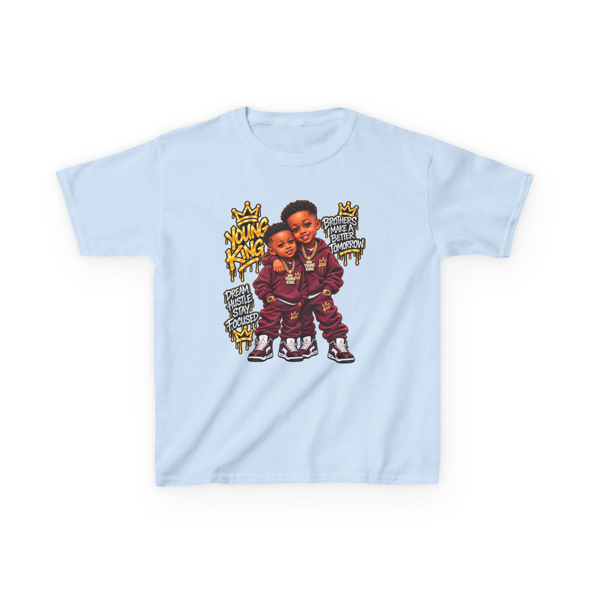 Kids Tee — 'Young Kings' Cartoon Sibling Streetwear Graphic Shirt