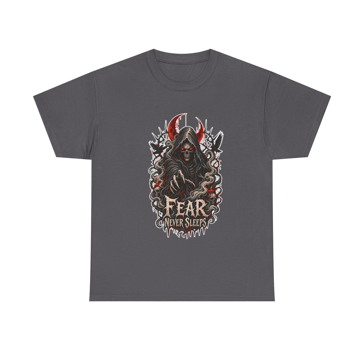 Fear Never Sleeps T-Shirt — Gothic Grim Reaper Graphic Tee