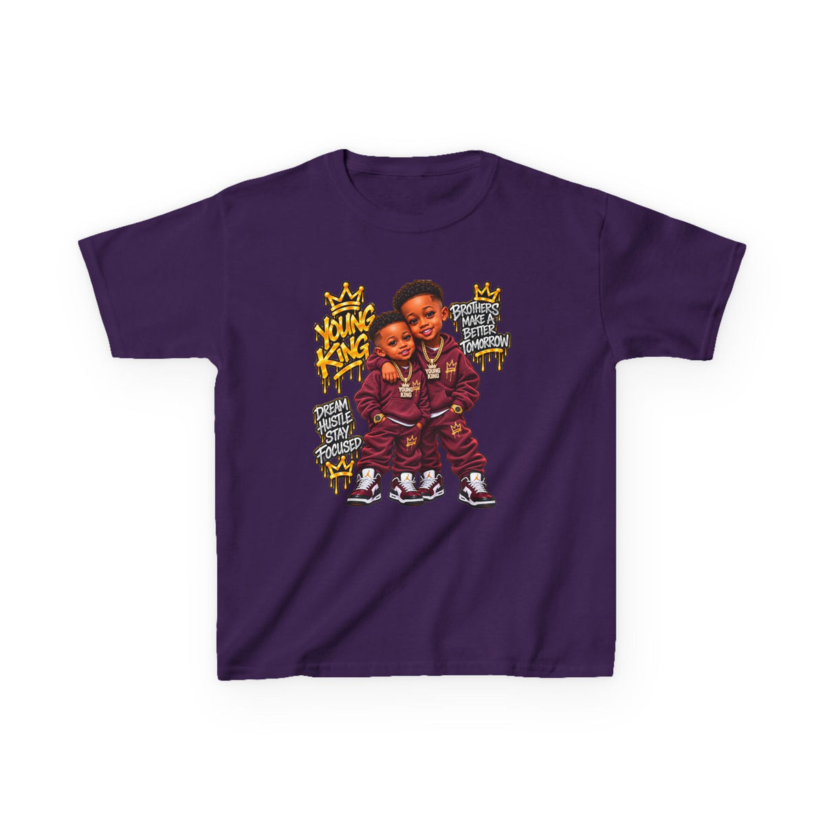 Kids Tee — 'Young Kings' Cartoon Sibling Streetwear Graphic Shirt