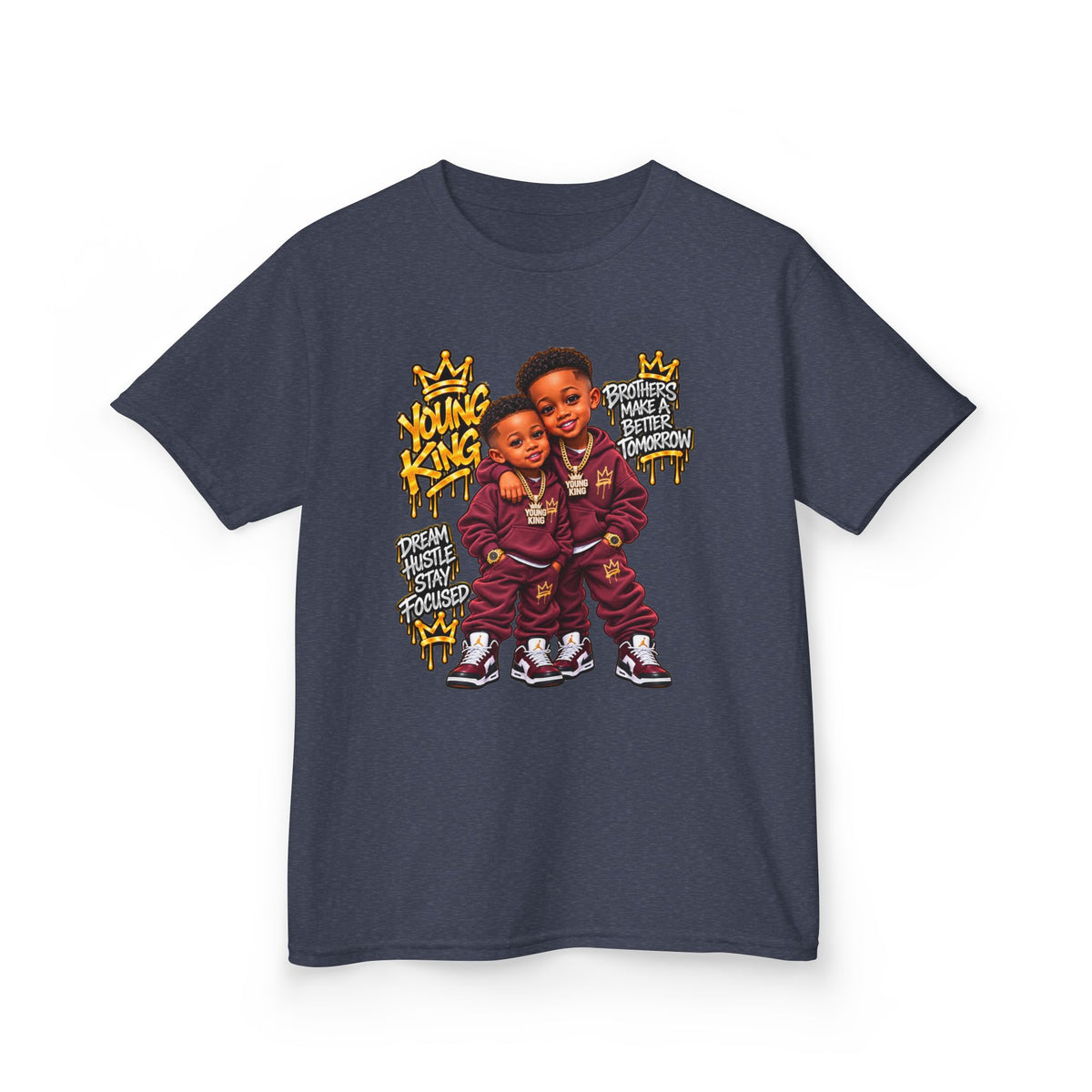Kids Tee — 'Young Kings' Cartoon Sibling Streetwear Graphic Shirt