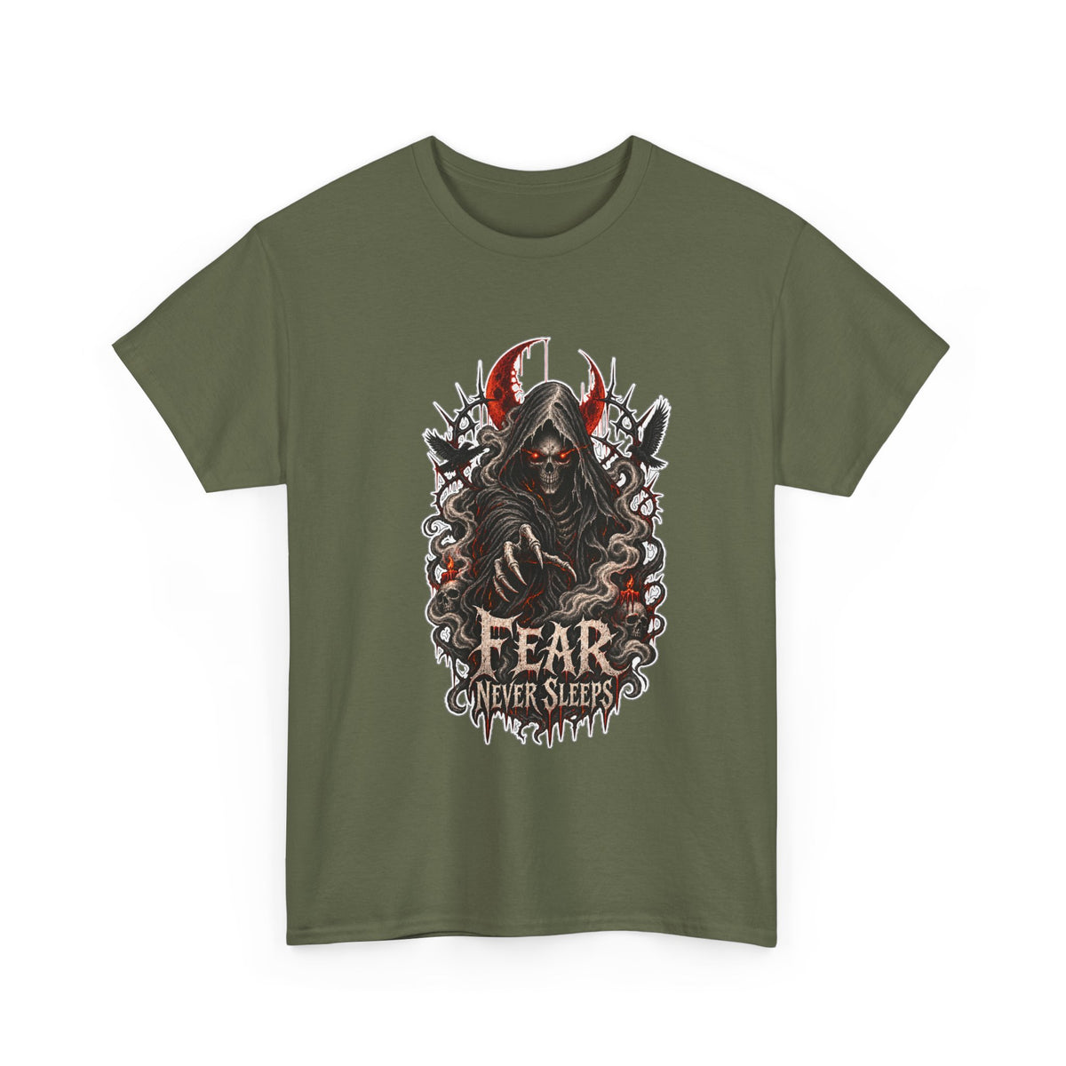 Fear Never Sleeps T-Shirt — Gothic Grim Reaper Graphic Tee