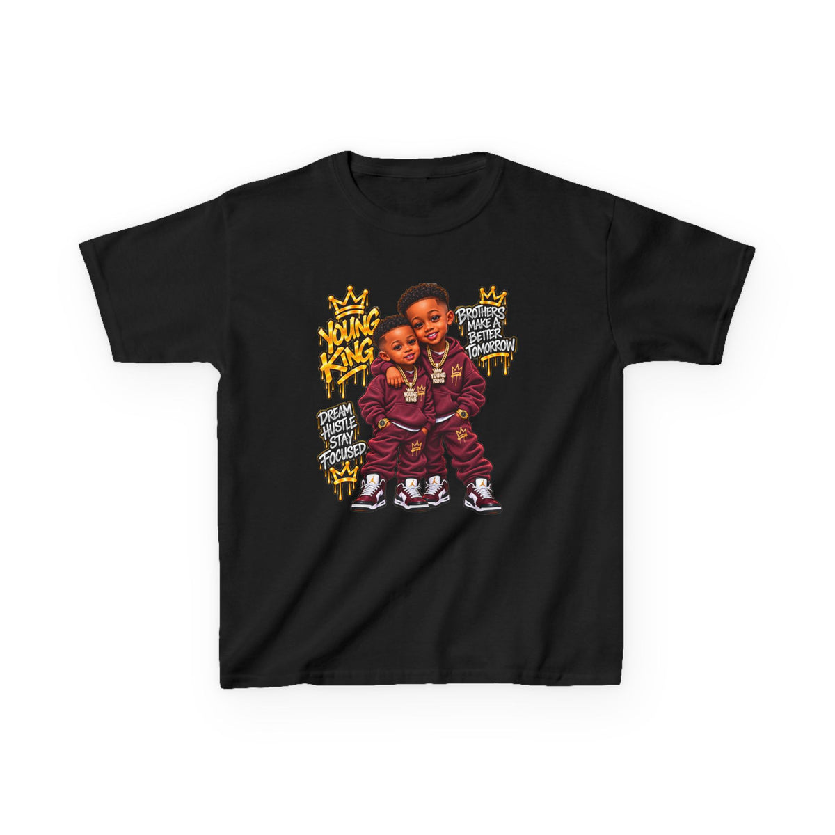 Kids Tee — 'Young Kings' Cartoon Sibling Streetwear Graphic Shirt