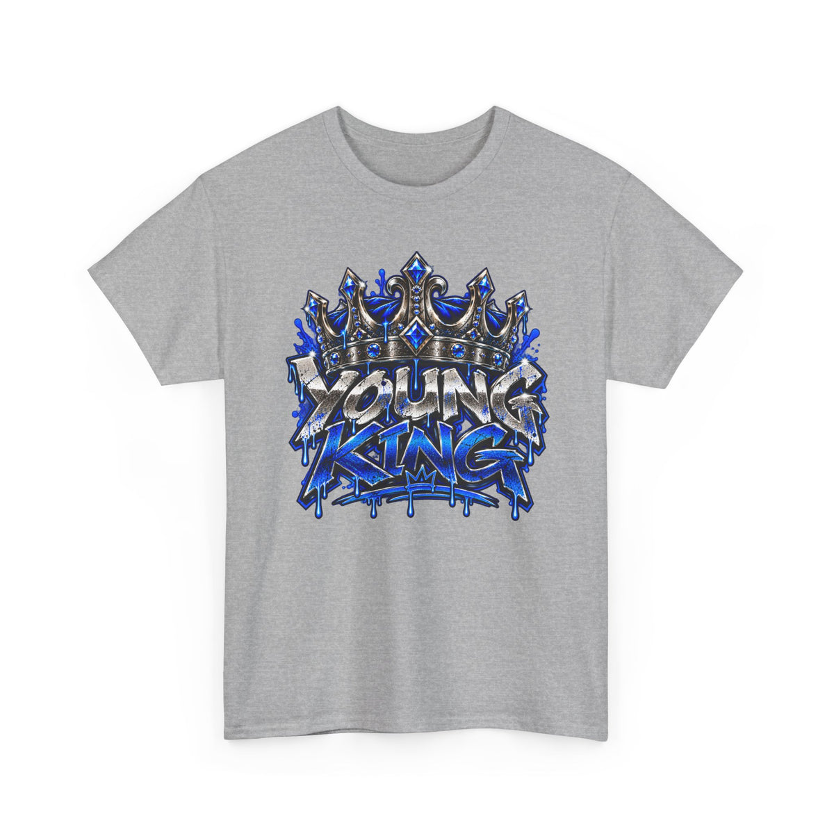Young King Graphic Tee — Blue Crown Streetwear T‑Shirt