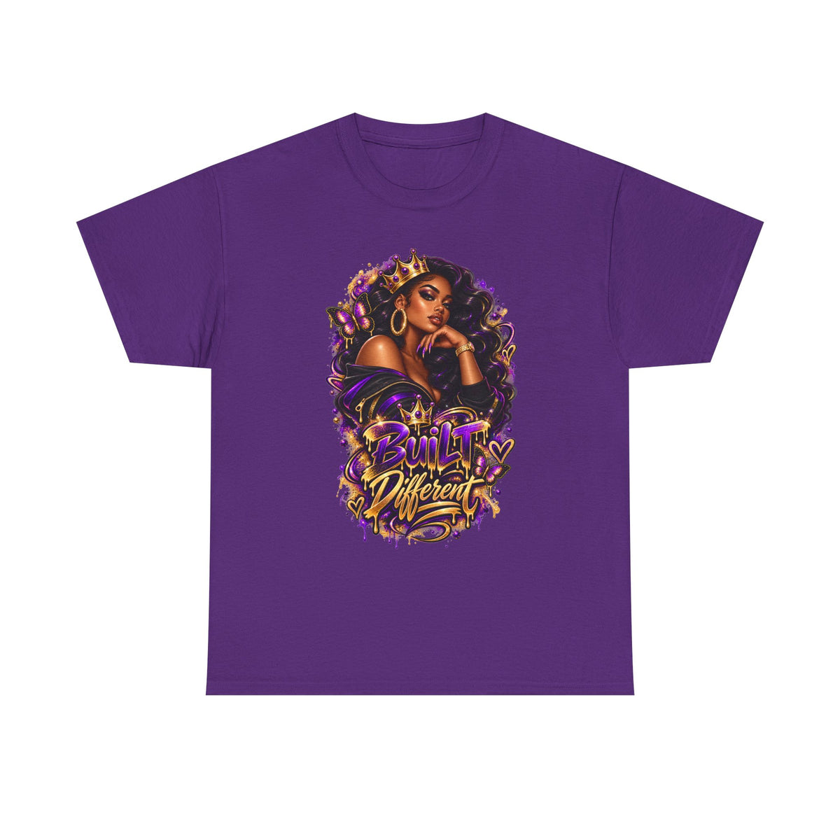 Built Different Tee — Empowering Black Queen Graphic T-Shirt