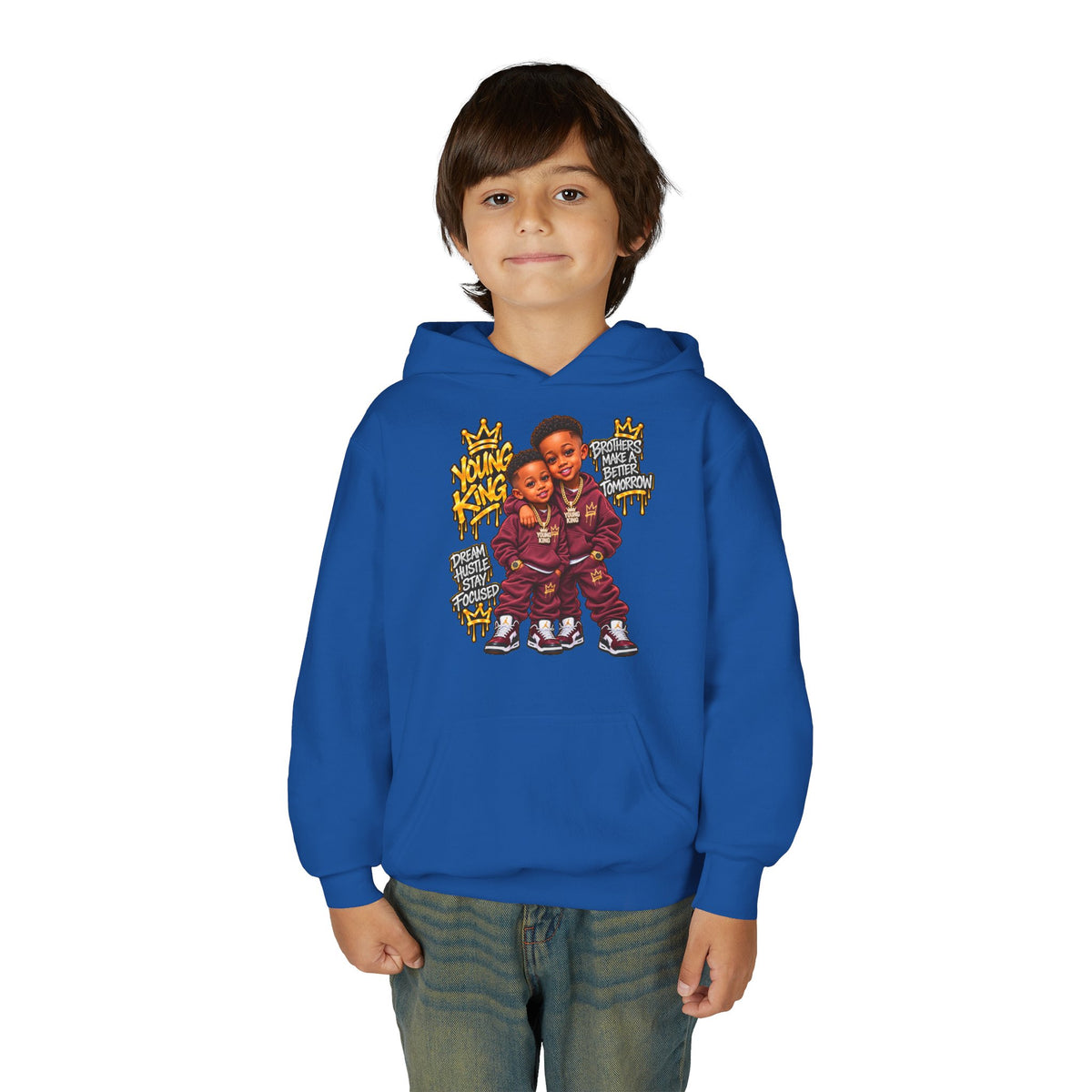 Kids' Hoodie - 'Young King & Queen' Matching Sibling Graphic Hoodie