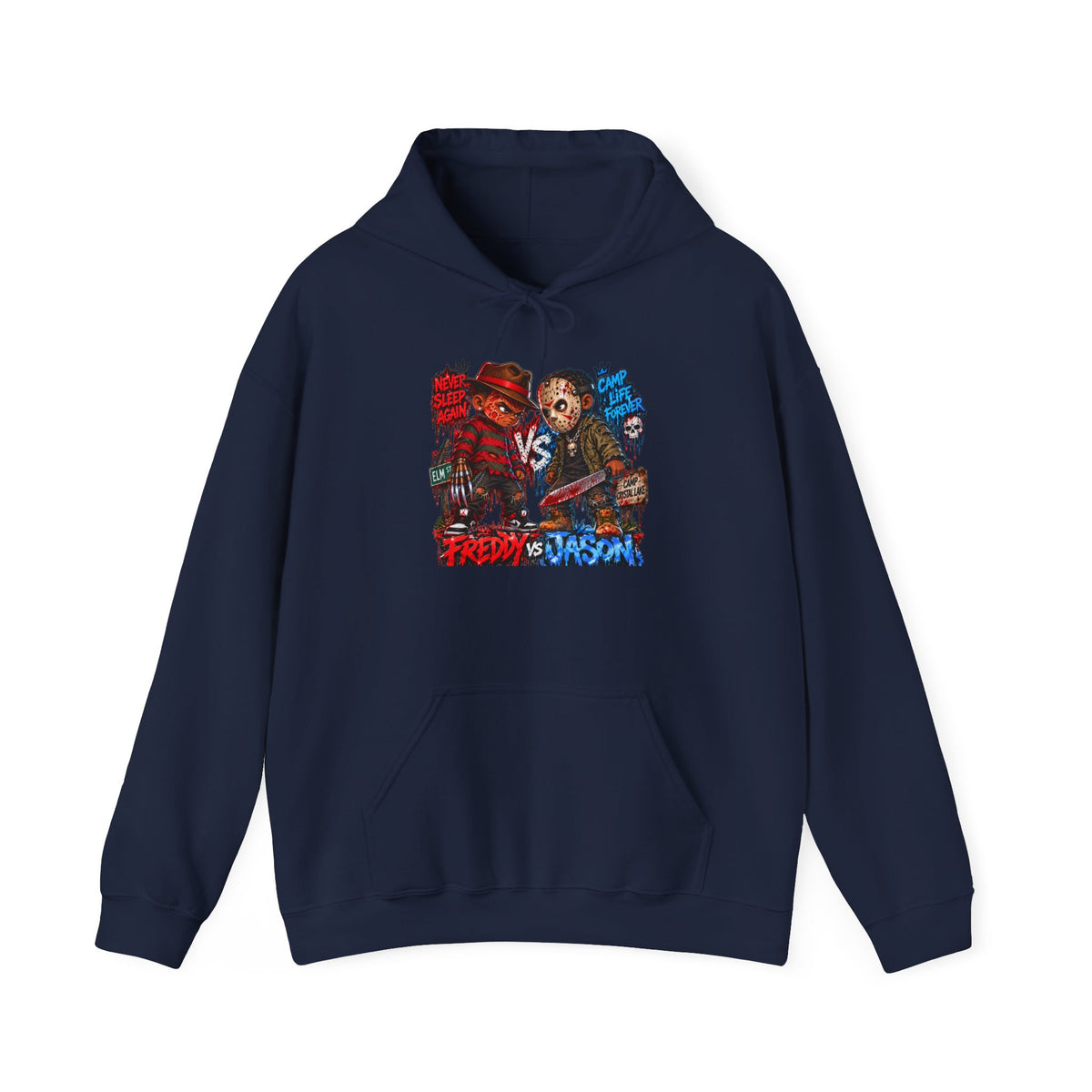 Freddy vs Jason Horror Movie Hoodie – Retro Slasher Graphic Pullover