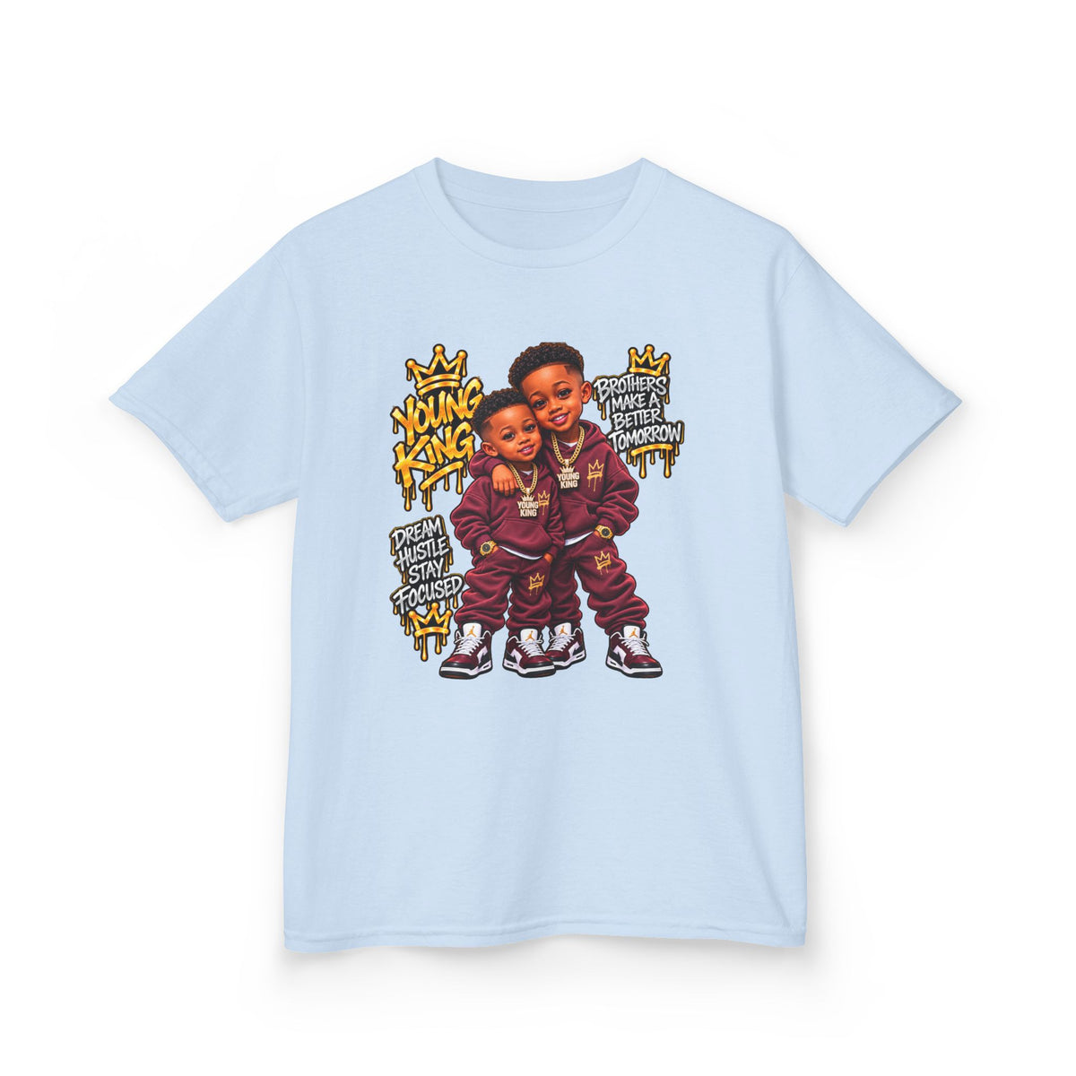 Kids Tee — 'Young Kings' Cartoon Sibling Streetwear Graphic Shirt