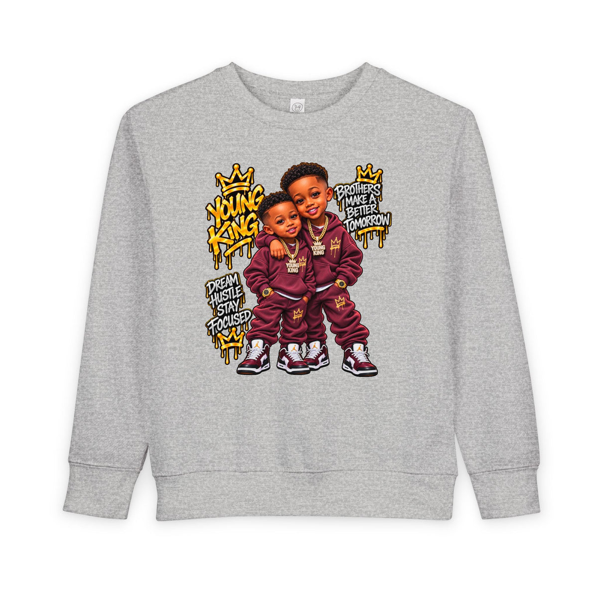 Toddler Sweatshirt - Young Kings Graphic Crewneck (Matching Sibling Outfit)