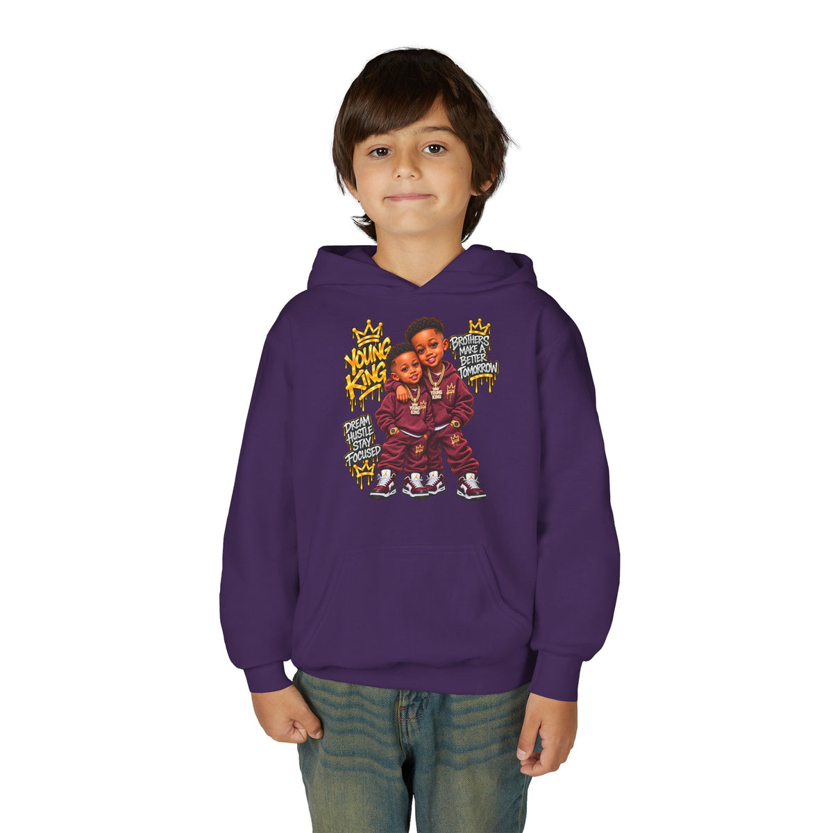 Kids' Hoodie - 'Young King & Queen' Matching Sibling Graphic Hoodie